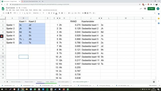 Google Spreadsheets / Excel voor beginners - 7 - Poker hand simulator! смотреть онлайн
