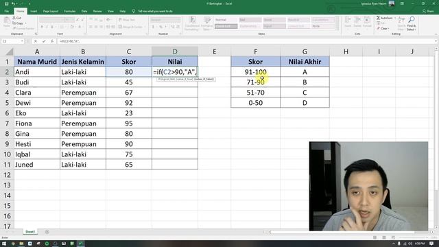 Belajar Rumus IF Bertingkat (Nested IF) - Tutorial Excel Pemula - ignasiusryan смотреть онлайн
