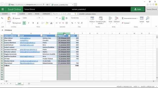 Excel Online - formát buněk datum a měna смотреть онлайн