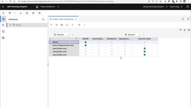 Manage TM1 Database Users and Groups in the Planning Analytics Workspace Modeling Workbench смотреть онлайн