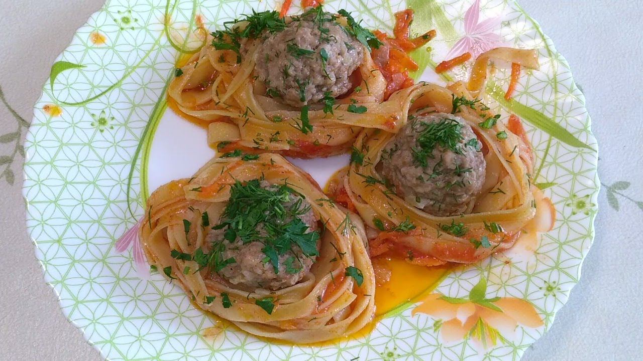 Макароны гнёзда с фаршем. Очень вкусно и красиво! смотреть онлайн