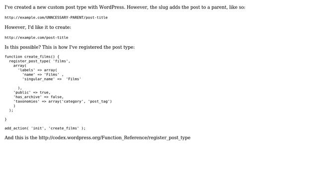 Wordpress: Remove parent from custom post type смотреть онлайн