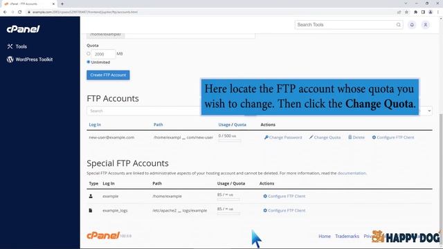 How to change the FTP User Quota in cPanel Happy Dog Web Hosting смотреть онлайн