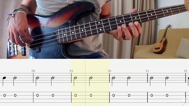 Beginner bass lesson - Ex 2 - how to learn and improve to read a score - Bass lesson смотреть онлайн
