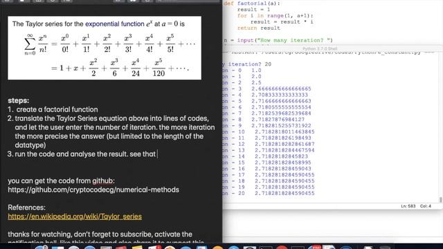 Taylor Series for Exponential Function - in Python смотреть онлайн