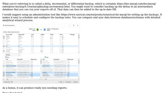 Databases: How to track changes between nightly MySQL database dumps? (2 Solutions!!) смотреть онлайн
