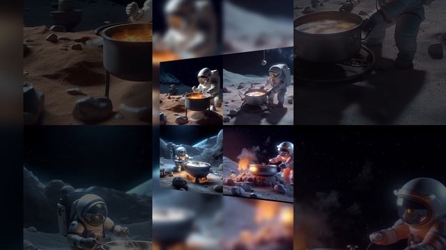 Космонавт, варящий суп на луне????? Картина на заказ.?? смотреть онлайн