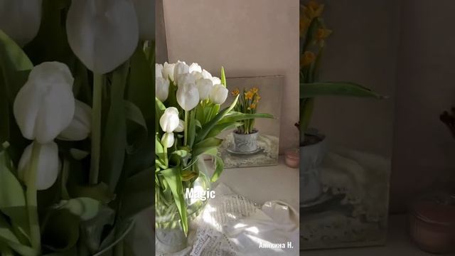 Белые тюльпаны, холст, масло #натюрмортмаслом #цветымаслом