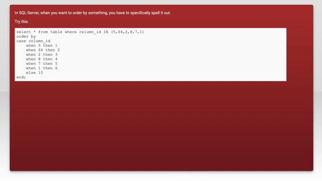 SQL Server Select query with IN() and order by the same смотреть онлайн