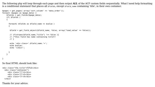 Wordpress: ACF loop and php formatting смотреть онлайн