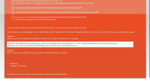AWS Polly Java Client gives error: Unable to load region information from any provider in the ch... смотреть онлайн