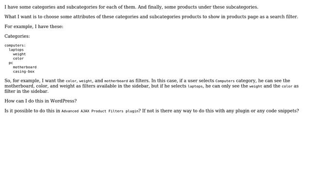 Wordpress: Using category and its sub-categories products attributes as filter in products pages смотреть онлайн
