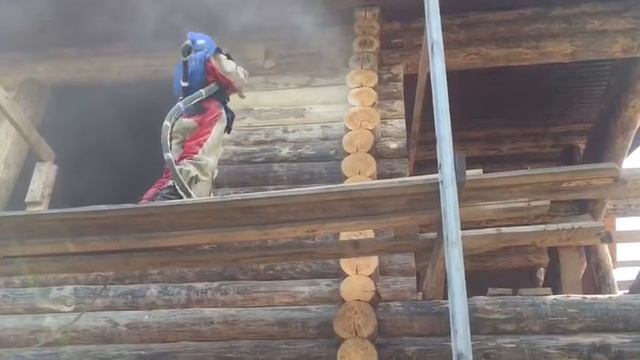 Пескоструйная обработка деревянного фасада (пример работ) смотреть онлайн