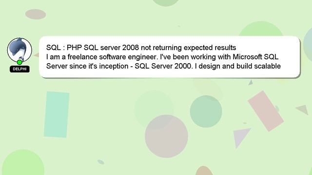 SQL : PHP SQL server 2008 not returning expected results смотреть онлайн