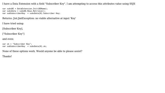 Salesforce: SSJS Accessing a JSON attribute that contains whitespace смотреть онлайн