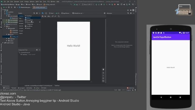 Text Above Button.Annoying begginer tip - Android Studio смотреть онлайн