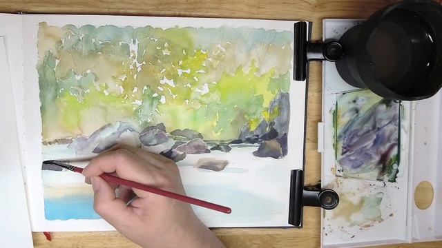 Ландшафт гуашью. смотреть онлайн