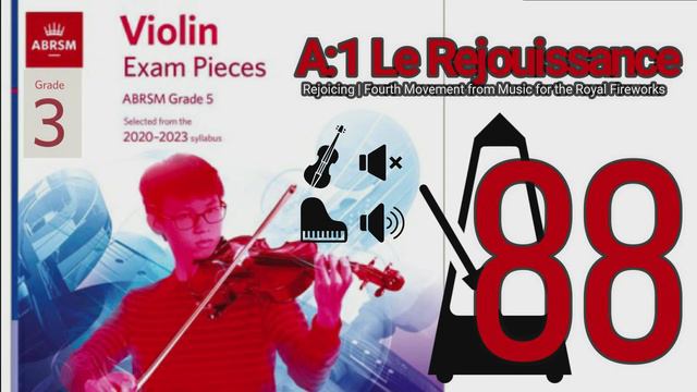A:1 La Rejouissance | Piano Accompaniment + Repeat | Rejoicing HWV 351 | ABRSM | Grade 3 Violin | 8