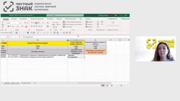 Маркировка остатков легпрома: описание товаров по полной схеме в EXCEL-шаблоне
