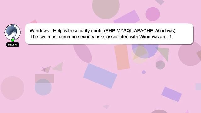 Windows : Help with security doubt (PHP MYSQL APACHE Windows) смотреть онлайн
