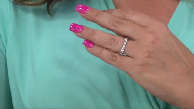 Diamonique 100-Facet Eternity Band Ring, 14K Clad or Sterling on QVC смотреть онлайн