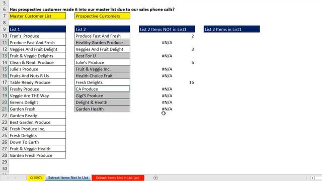 Excel Formula to Extract Items from Two Lists - Excel Magic Trick 1597. Is Item NOT in List? смотреть онлайн