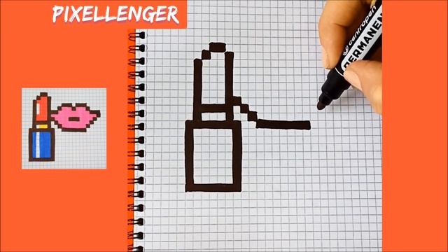 Как рисовать по клеточкам Губную помаду и Губы Простые рисунки How To Draw Pixel Art