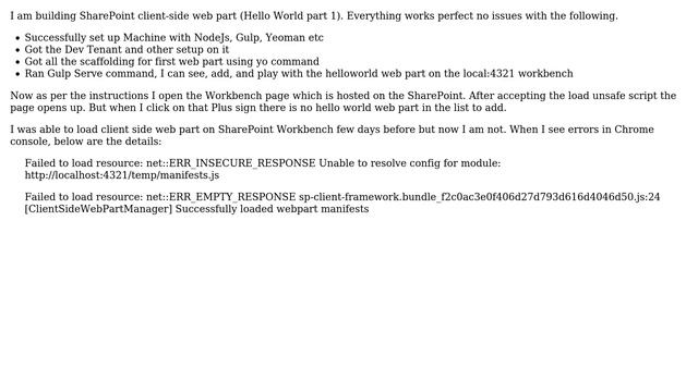 Client Side Web part not available to add in the SharePoint Workbench which is hosted on... смотреть онлайн