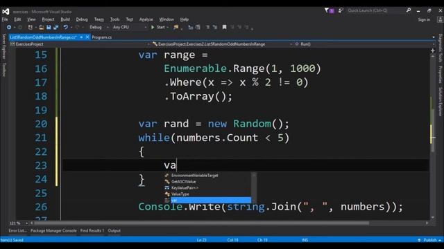 list 5 random odd numbers from range in c# смотреть онлайн