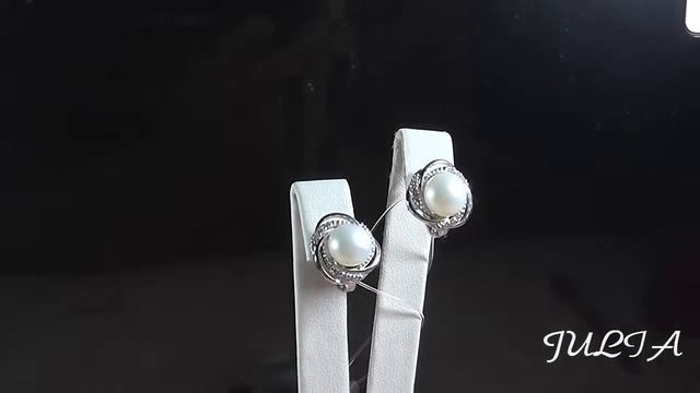 СЕРЕБРЯНЫЕ СЕРЬГИ С ЖЕМЧУГОМ, ЦИРКОН смотреть онлайн