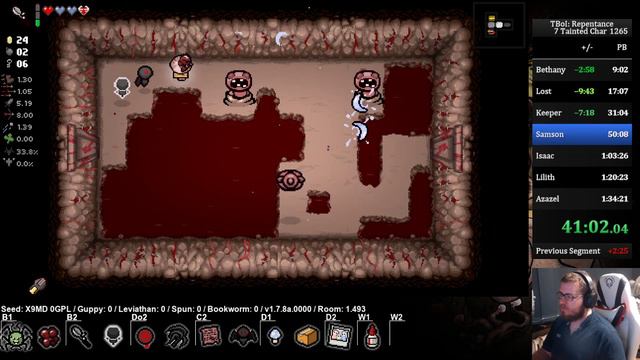 The Binding of Isaac Repentance: 7 Tainted Characters speedrun in 1:22:02 (World Record) смотреть онлайн