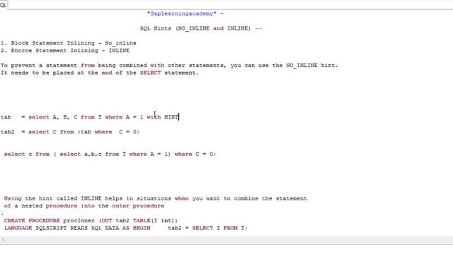 SQL Hints : NO_INLINE and INLINE (Use of Hints in SQL)| Block & Enforce Statement - Tutorial 9 смотреть онлайн