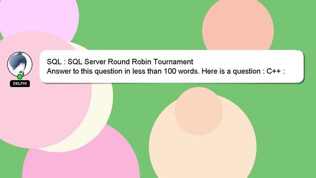 SQL : SQL Server Round Robin Tournament смотреть онлайн