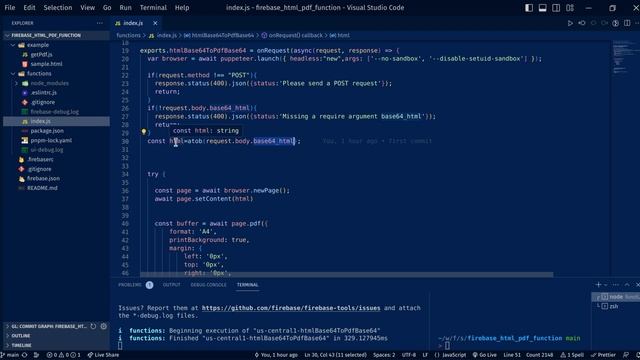 Converting html to pdf in Base64 using Firebase Cloud Function and Puppeteer смотреть онлайн