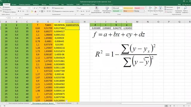 4.4 Многомерное приближение функций в Excel смотреть онлайн