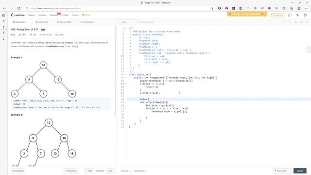 LeetCode 938 | Range Sum of BST | BFS | Java смотреть онлайн