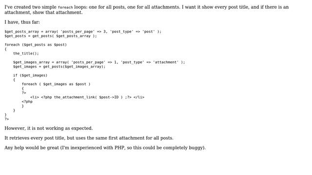 Wordpress: Loop through all posts, show attachment if there смотреть онлайн