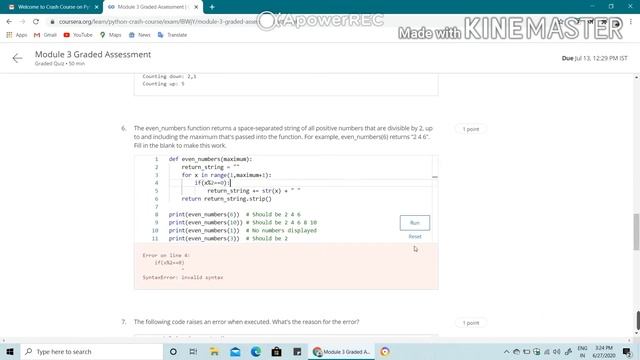 Coursera:How to learn crash course on python! Crash course on python 3rd week! 3rd week answer смотреть онлайн