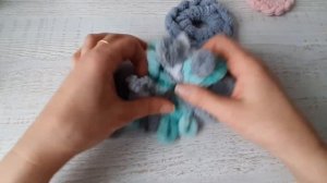 Плюшевая резинка из Ализе Пуффи. Без крючка и спиц,  из остатков пряжи. #ализепуффии