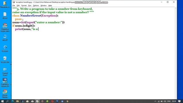 program to take a number from keyboard,raise an exception if the input value is not a number? смотреть онлайн