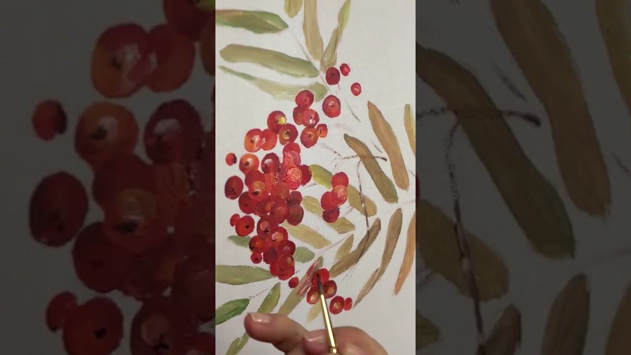 Рисуем рябину на зонтике акриловыми красками. Осеннее настроение :) #shorts #росписьзонта смотреть онлайн