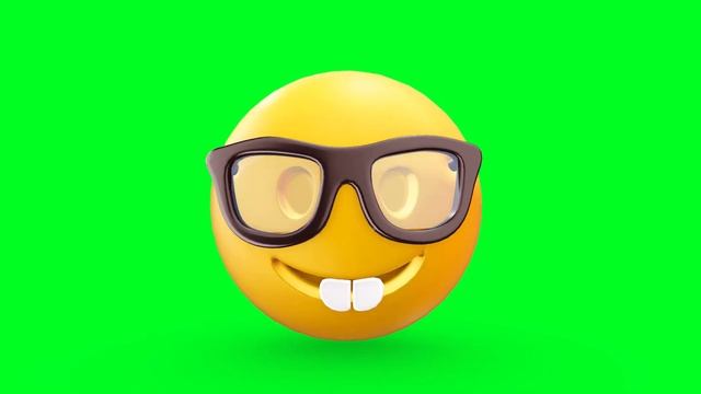3D Nerd Face Emoji Loop Green Screen Animation | Royalty-Free  | Face Emoji