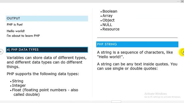 PHP - ( VARIABLES + DATA TYPES+ CONSTANTS ) смотреть онлайн