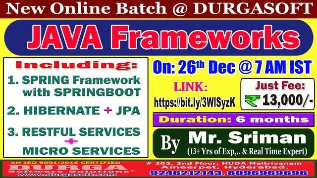 JAVA Frameworks Online Training @ DURGASOFT смотреть онлайн