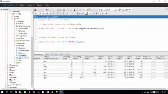 PostgreSQL Add/Delete/Rename Columns Name смотреть онлайн