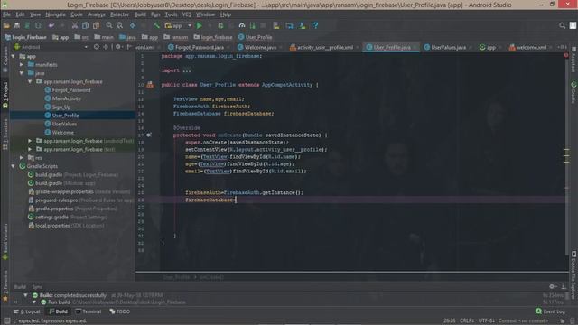 Simple Login App using Firebase Database Tutorial - Retrieving User Info (PART 6) смотреть онлайн