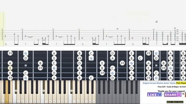 Pink Floyd , Wish You Were Here, Original Version, Rhythm Guitar Tab