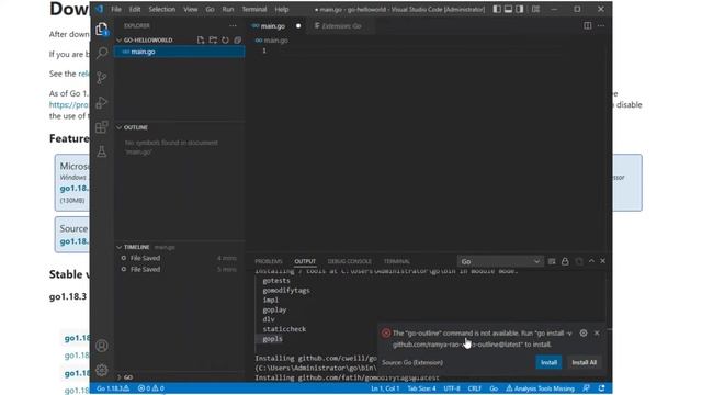Prepare your Golang development environment. смотреть онлайн