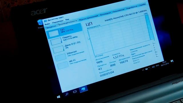 Установка SSD накопителя в старенький Netbook ACER ASPIRE ONE ZG5 смотреть онлайн