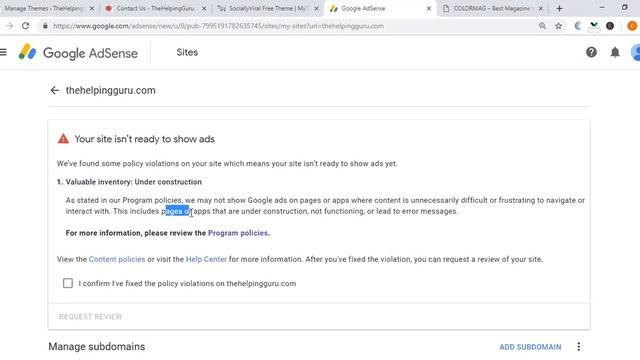 How to solve valuable inventory under construction error in google adsense смотреть онлайн